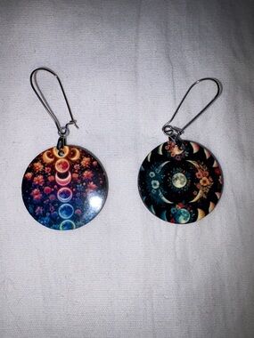 Moon and flower earrings